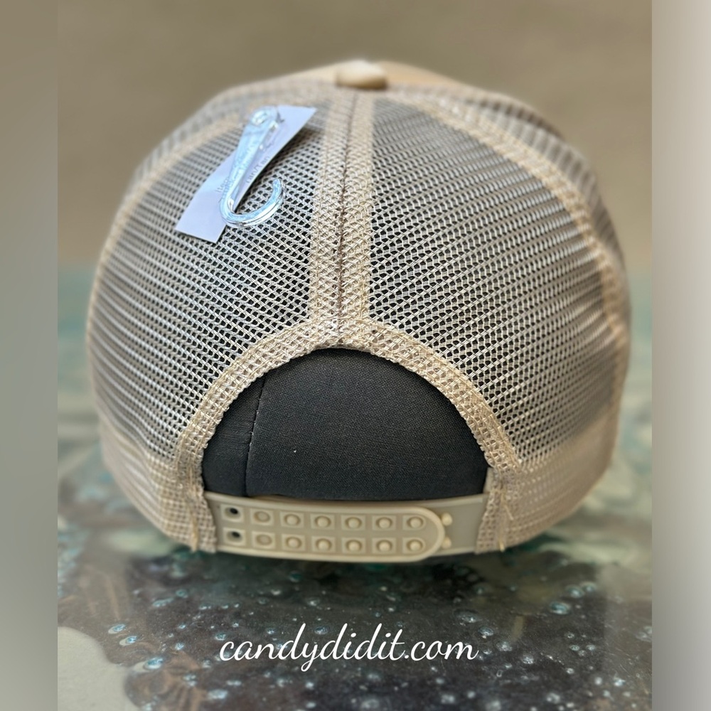 Beautiful Handmade LV Embellished Beige Cap with Pearls and Patches - Picture 9 of 9